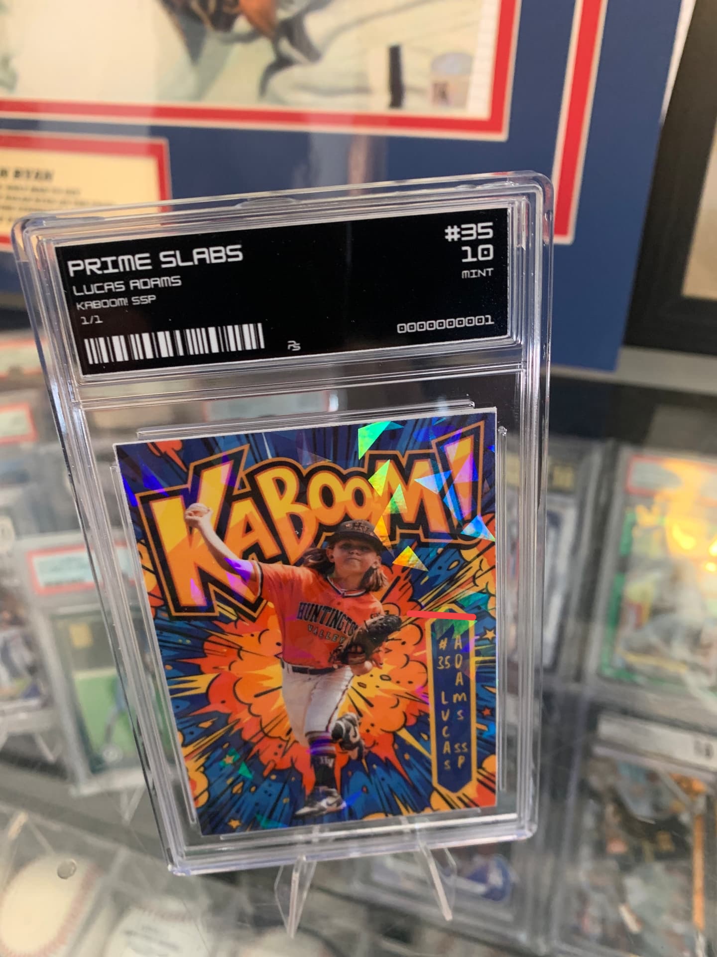 Prime Slabs KABOOM! custom slabbed card of Lucas Adams